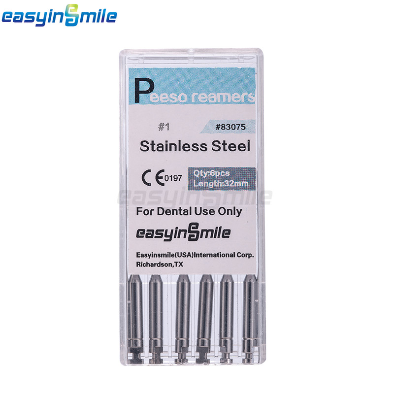 6pcs Dental Endo Peeso Reamer Root Canal Glidden Drills Bur Stainless Steel #1-6