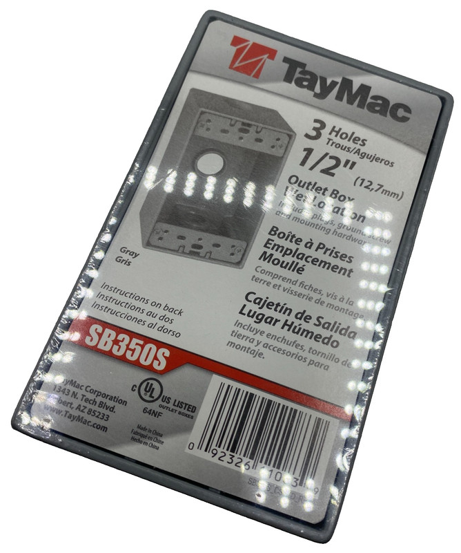 TAYMAC SB350S 1-Gang Outlet Box Wet Location Gray 3 Holes 1/2″ (12,7mm)