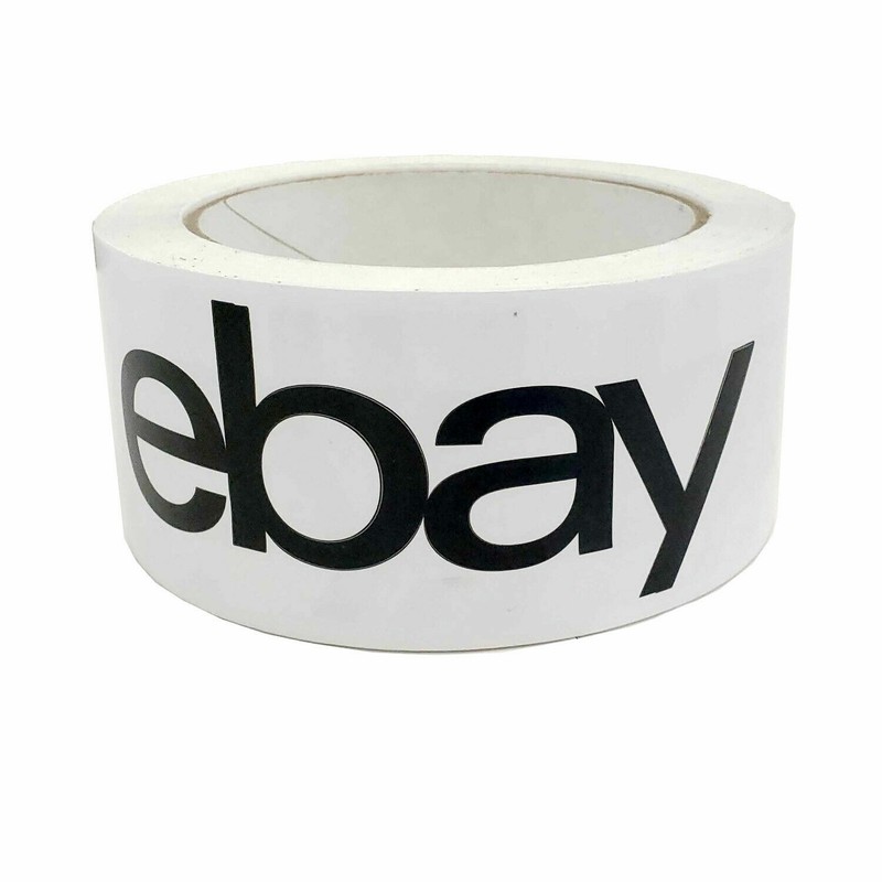 2 NEW Rolls 2″ x 75 yards Black / White LOGO eBay Branded Packing Tape