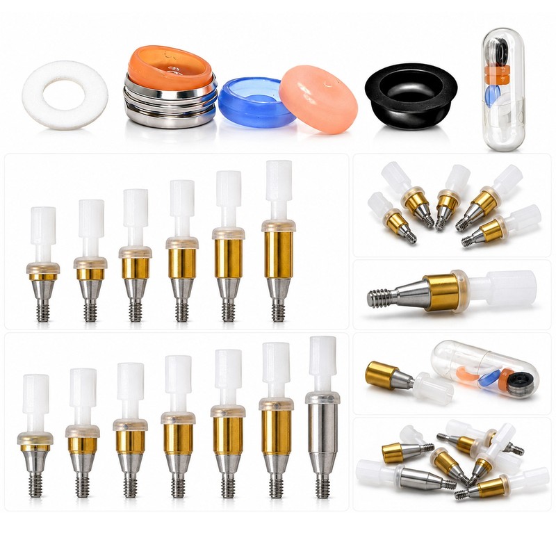 US Dental Locator Abutment Fits Zimmer TSV 3.5/4.5 NP/RP 1-5mm GH Internal Hex gallery
