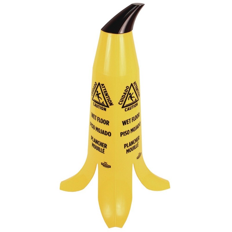 Impact B1001 11 x 11.15 x 23.25 Banana Wet Floor Cones - Yellow/Brown/Black New gallery