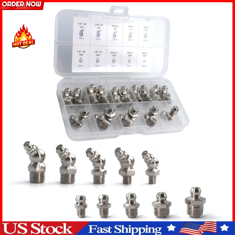 Grease Fittings 20 PCS SAE & Metric Assortment Hydraulic kit