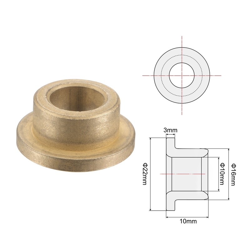 10x16x10mm Flange Sleeve Bearings for Machine Self-Lubricating Bushing 4Pcs gallery
