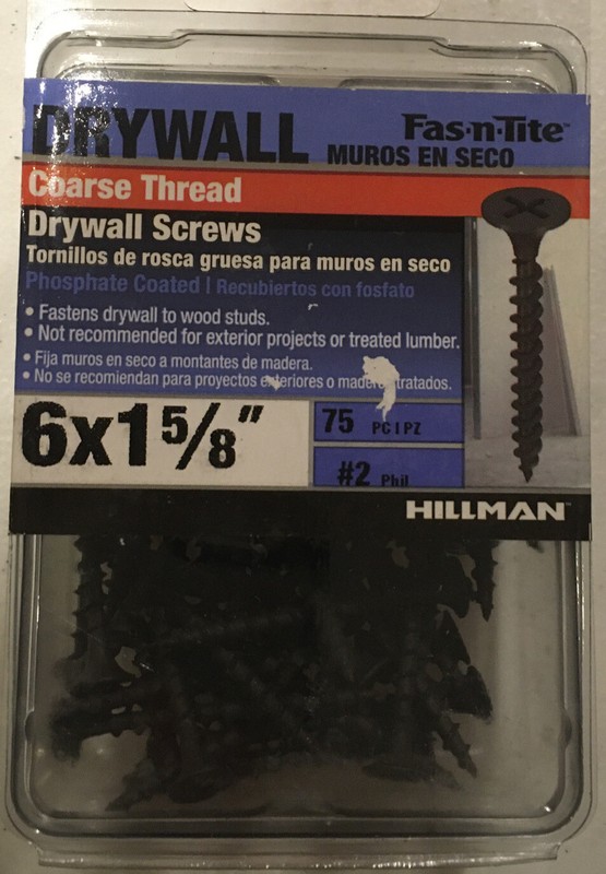 [2 Packs Of 75]Hillman #40874 #6×1-5/8 Coarse Thread Drywall Screws # 2 Phillips