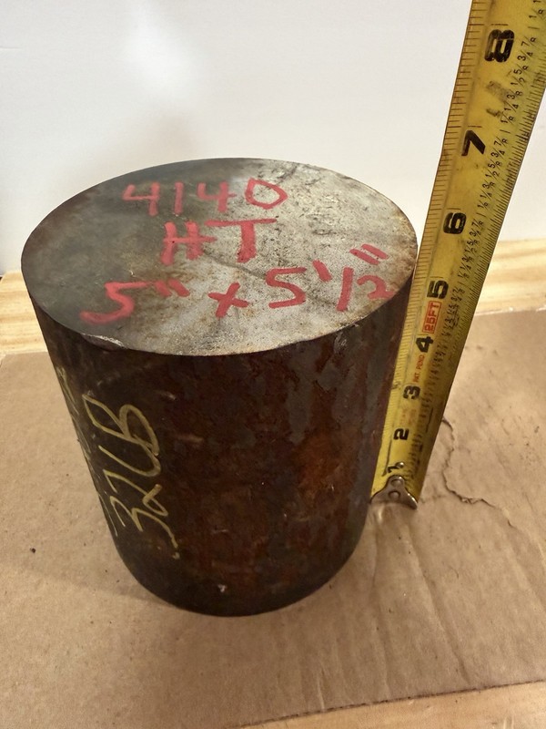 One Piece 4140 Hot Rolled Steel Bar Round Stock Heat Treated 5” OD x ~5 1/2” gallery