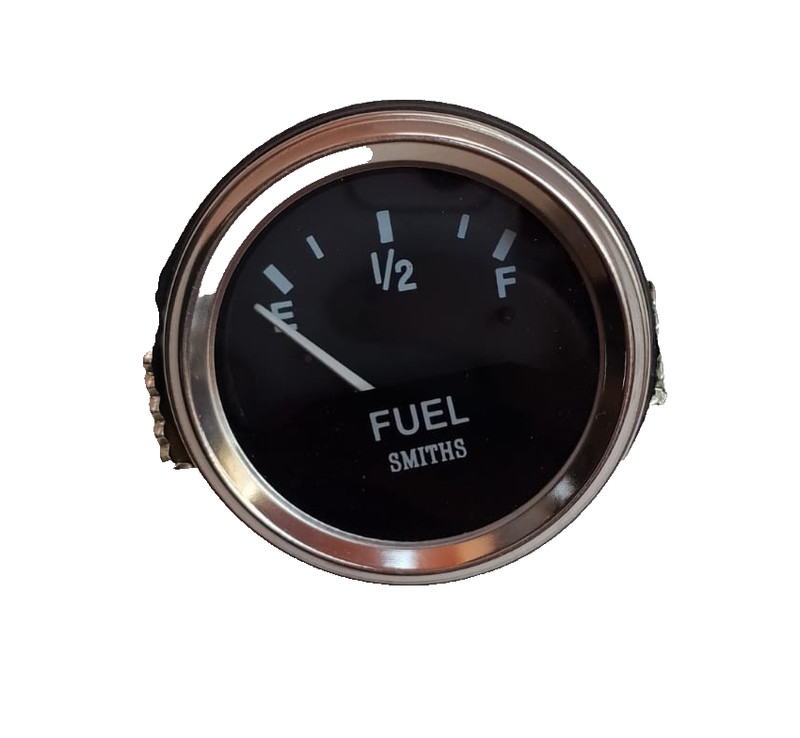 52mm Automotive Fuel Gauge 0-90 Ohms Black Face Chrome Backlit Smiths Type