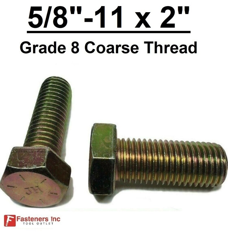 5/8-11 x 2" (FT) Hex Bolt Yellow Zinc Plated Grade 8 Cap Screw Coarse Thread gallery