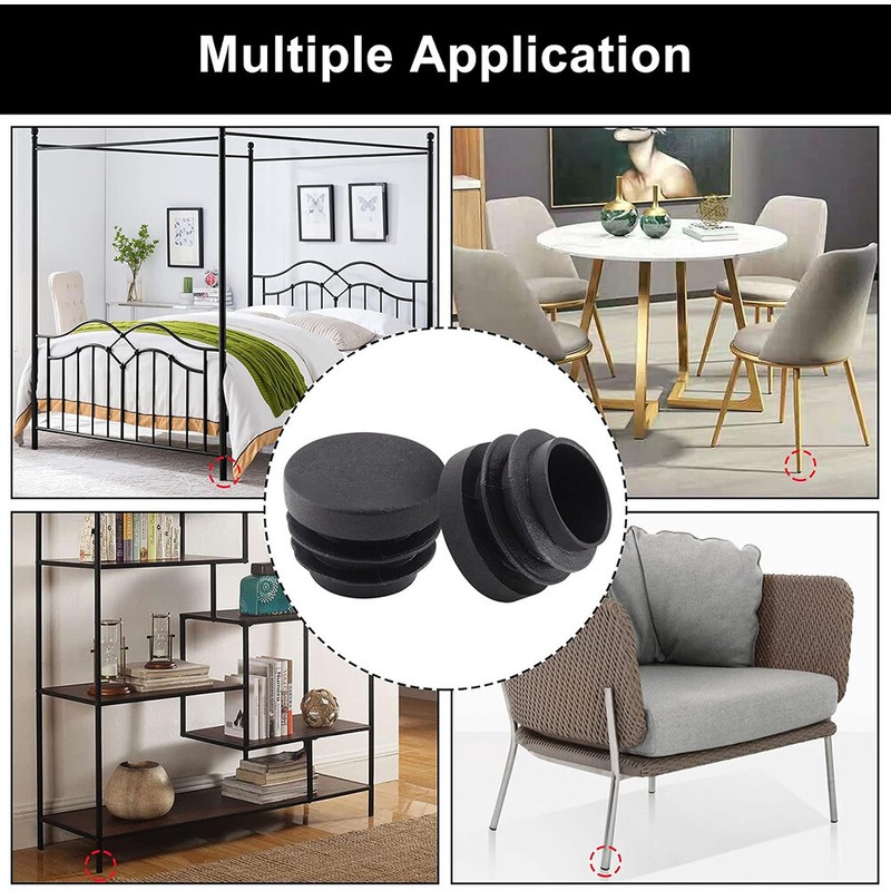 Black Round Plastic Blanking End Cap Caps Tube Pipe Inserts Plug Bung Steel Leg gallery
