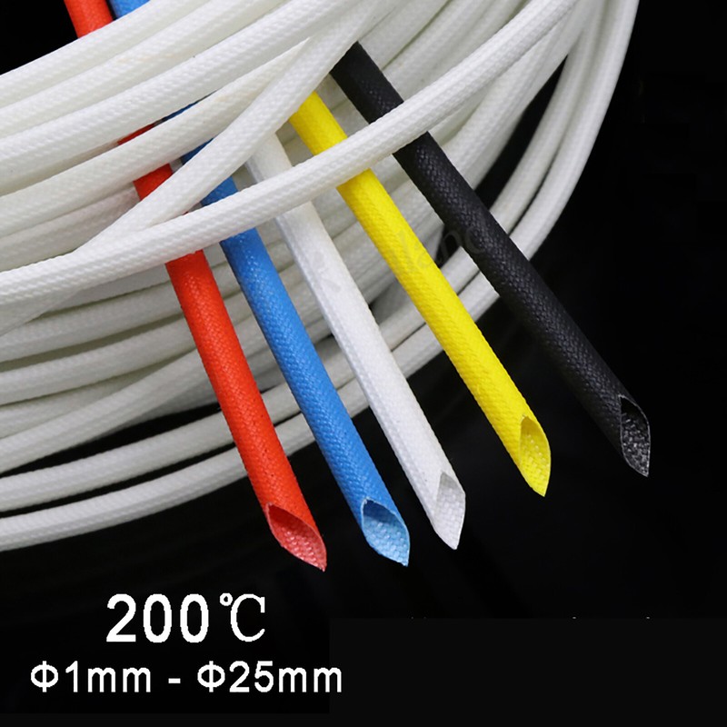Φ1mm~25mm Silicon Fiber Glass Insulated Tube Braided High Temperature Sleeving