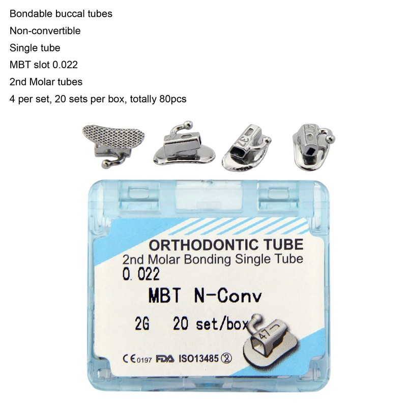 Dental Orthodontic Buccal Tubes 1st 2nd Molar Bondable Tube Roth MBT 022 Single gallery