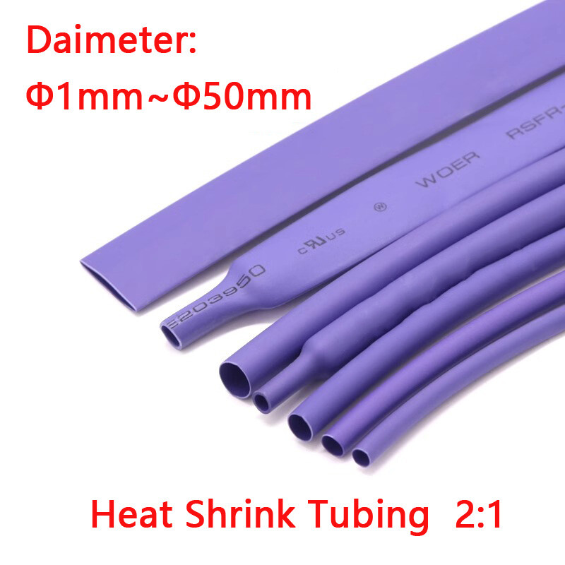 Φ1~Φ50mm 2:1 Purple Heat Shrink Heatshrink Shrinkable Tube Tubing Wire Sleeving