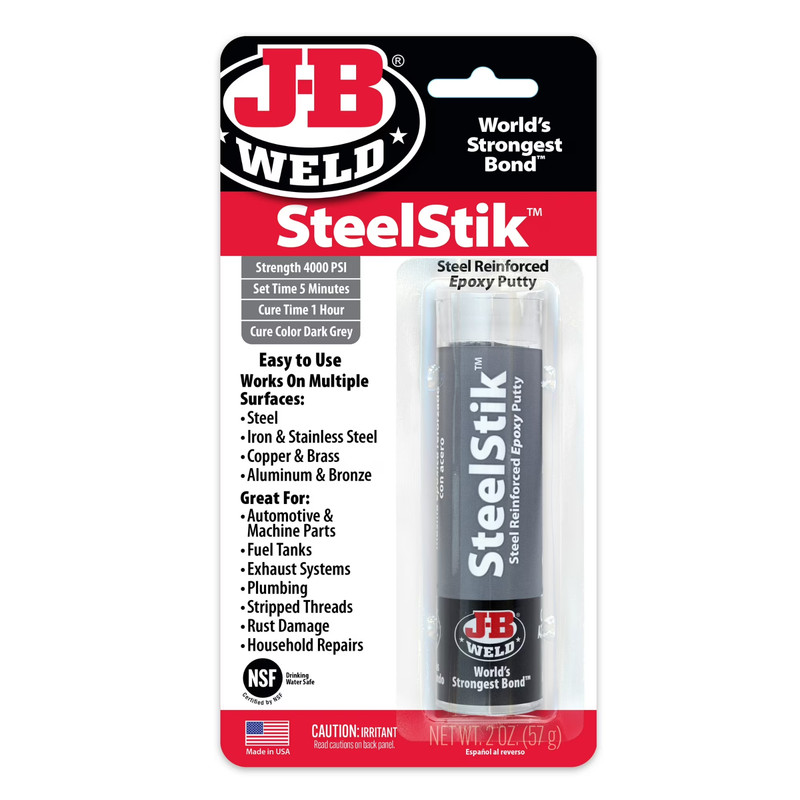 J-B Weld 8267 SteelStik Steel Reinforced Epoxy Putty Stick – 2 oz.