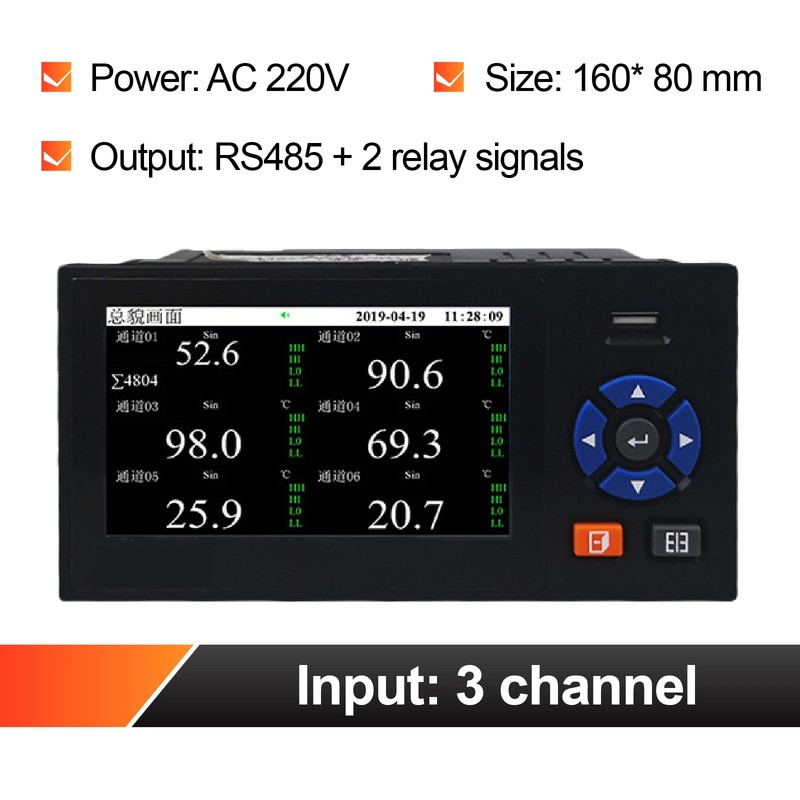 Paperless Recorder 6 Channel Data Logger Industrial RS485 Modbus RTU USB R6200
