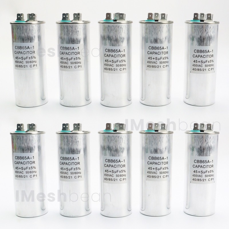 10Pcs Dual Run AC Capacitor 45+5 MFD µF 370-440VAC 50/60Hz 5% HVAC Capacitor