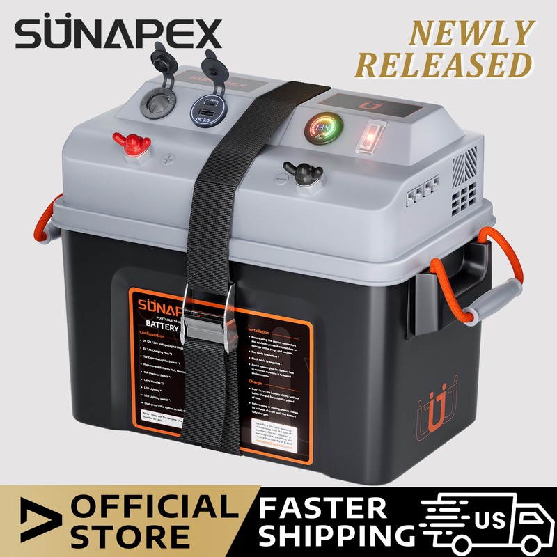 SUNAPEX 12V/24V Trolling Motor Smart Battery Box Power Center with USB and DC US