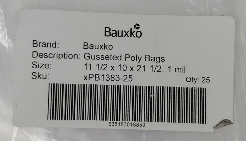 Bauxko 11 1/2 x 10 x 21 1/2″ – 1 Mil Gusseted Poly Bags, Quantity 25