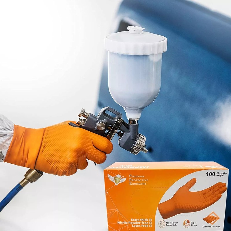 S&G Orange Diamond Nitrile Gloves Powder Latex Free 8 Mil 1000pcs M/L/XL gallery