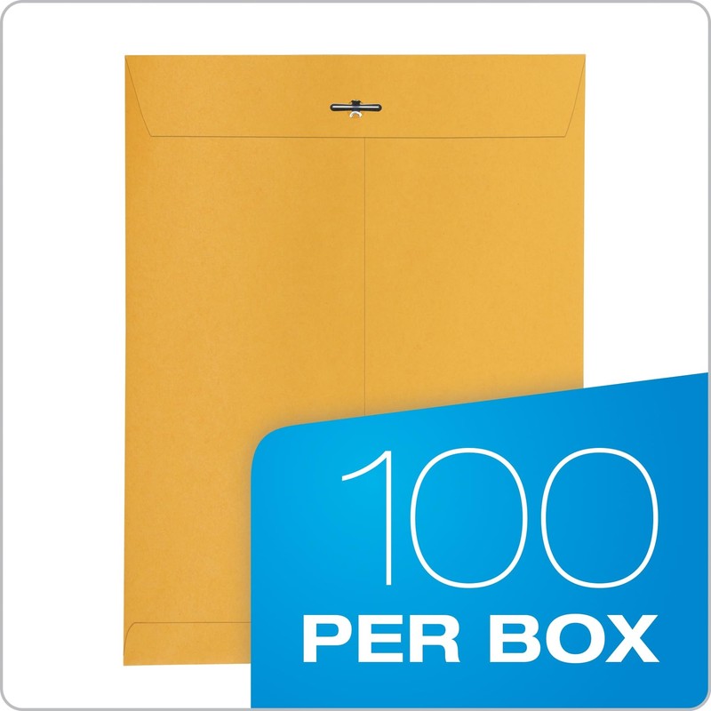 10 x 13 Clasp Envelopes Heavy 32 lb Brown Kraft Gummed Flap 100/Box (QUA gallery