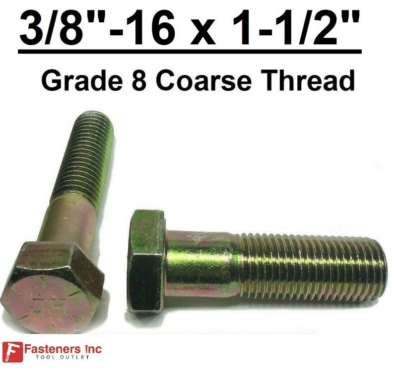 3/8-16 x 1-1/2″ (PT) Hex Bolt Yellow Zinc Plated Grade 8 Cap Screw Coarse Thread