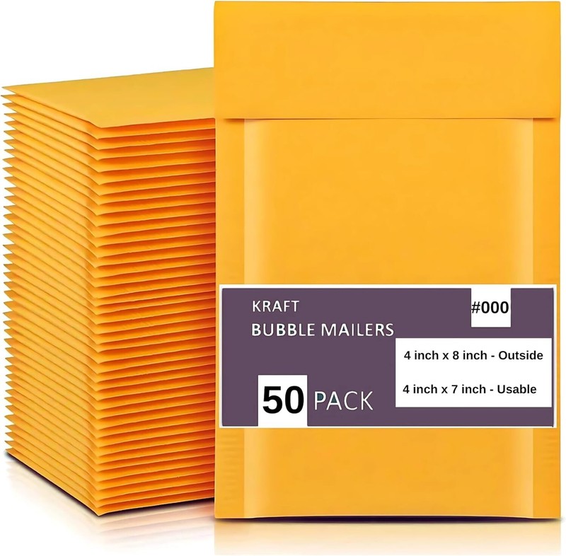 50 Pack Kraft Bubble Mailers 4×8 Inch Waterproof Cushioned Mailers Padded