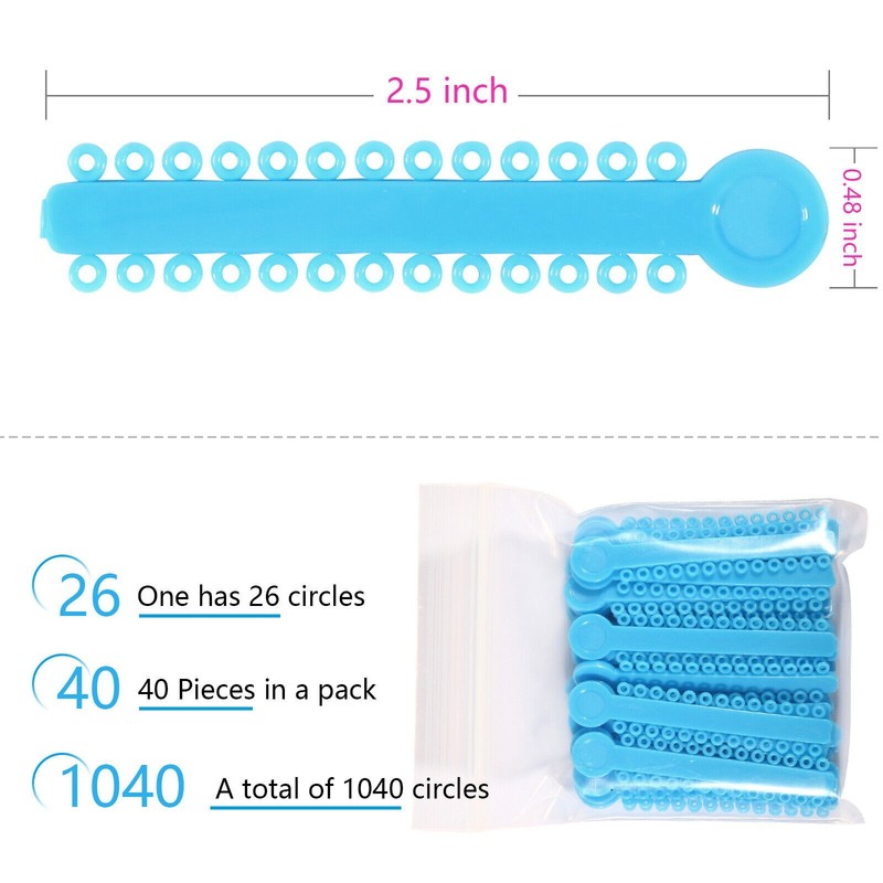 1040 Dental Orthodontic Ligature Ties Elastic Rubber Band Black/Rainbow Colors gallery
