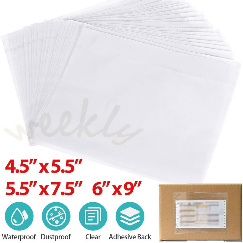 Clear Adhesive Packing List Envelopes 4.5×5.5 7.5×5.5 6×9 Enclosed Slip Pouches