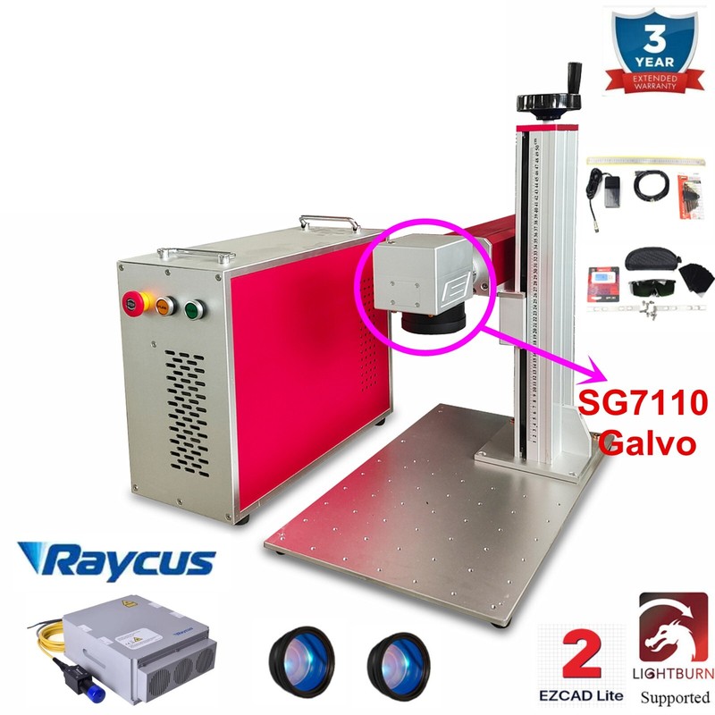 Raycus 20W 30W 50W Fiber Laser Metal Marking Machine with SG7110 Galvo 8000mm/s