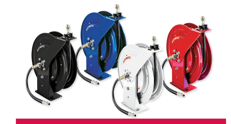 Alemite SKF 8078-D Oil Hose Reel 1/2'' x 50ft w/ Hose, Stop, & Whip Hose gallery
