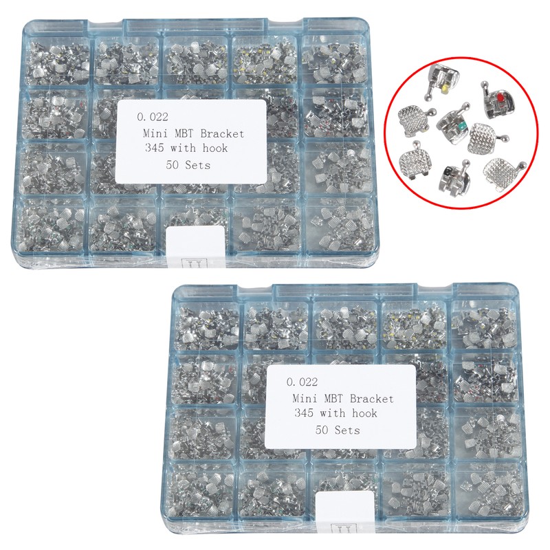 2 Box Dental Metal Orthodontics Brackets Brace MINI MBT.022 345 Hooks 50 Set/box