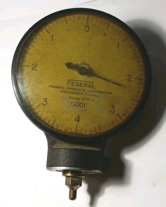 Old Vintage Federal Dial indicator .001 Large Face 3-1/2″ Full Jeweled E1K AS IS