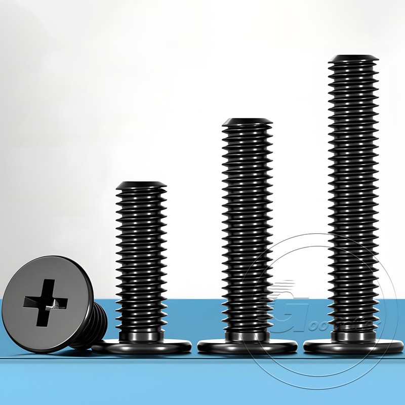M1 - M2.5 Black Galvanised CM Phillips Ultra Thin Flat Wafer Head Screw Bolt gallery