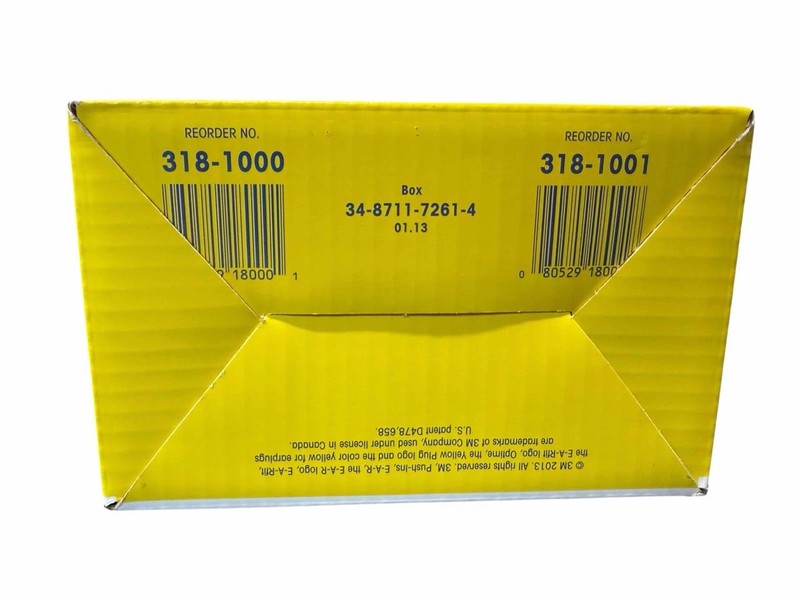 NEW 100 Pairs 3M Push-Ins E-A-R Earplugs Corded 318-1001 Yellow gallery