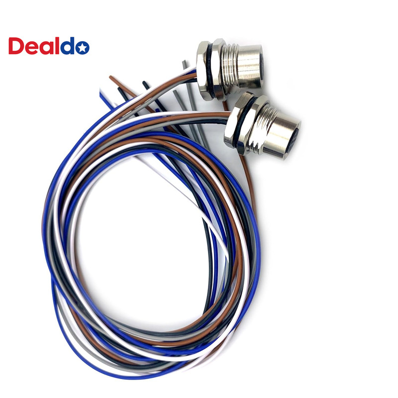 2Pcs 1.64Ft M12 5 Pin a Code Female Connector Cable, IP67 Waterproof Front Mount gallery
