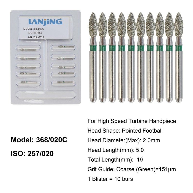 Dental Diamond Burs Football Bur FG Fine Coarse High Speed Friction Grip 368 379 gallery