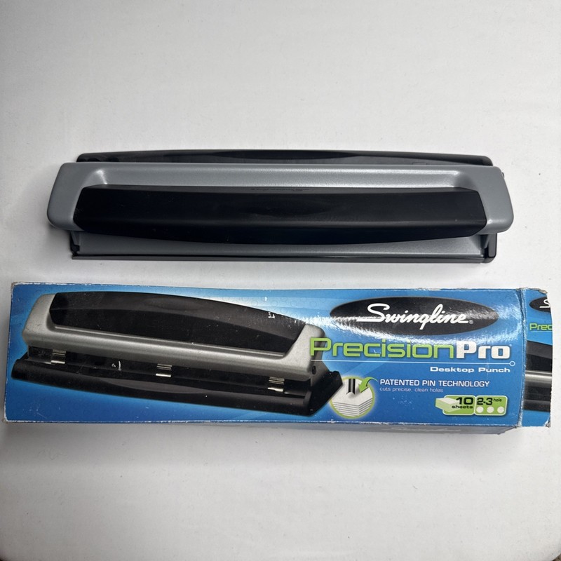 SWINGLINE Precision Pro 10 PAGE Desktop 2-3 Hole Punch, Chip Tray USED