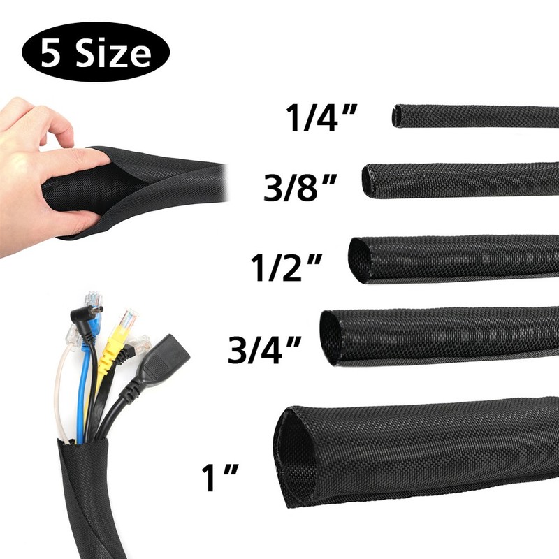 Split Braided Cable Sleeve Nylon Self Wrap Wire Loom Cord Management Protector gallery