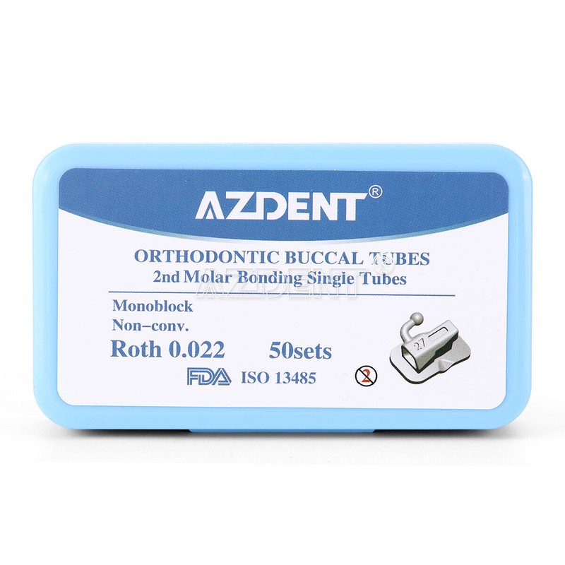 AZDENT Dental Orthodontic Buccal Tube 1st 2nd Molar Roth MBT 022/018 Bondable gallery