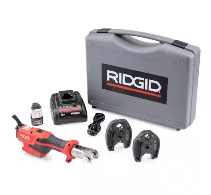 RIDGID RP 115 Mini Press Tool Kit 1/2 in to 3/4 in Copper Stainless w Battery