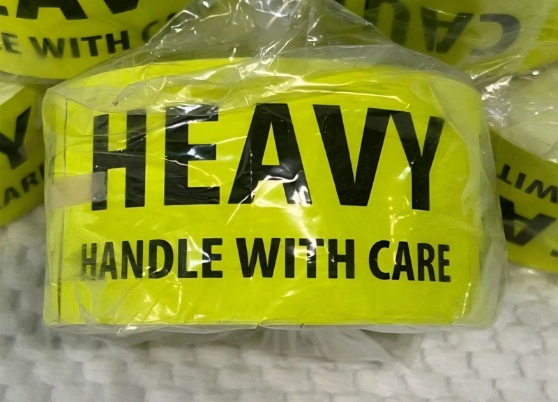 Heavy Handle With Care Shipping Labels (1 Roll) Bright -Fluorescent