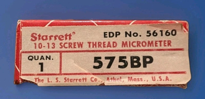 (NOS) Starrett 575BP 10-13 Screw Thread Micrometer Machinist Precision Tool gallery