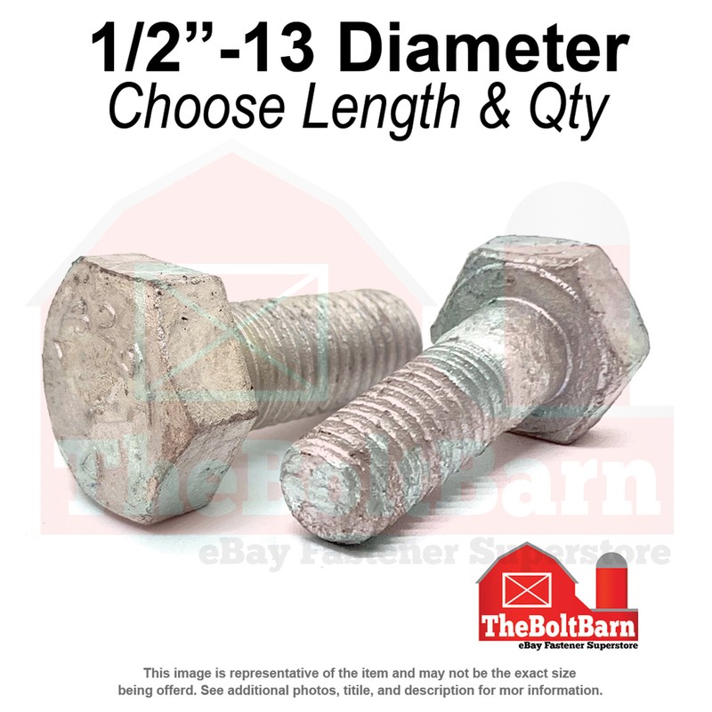 1/2″-13 Grade A325 Coarse Structural Hex Bolts Galvanized (Choose Length & Qty)