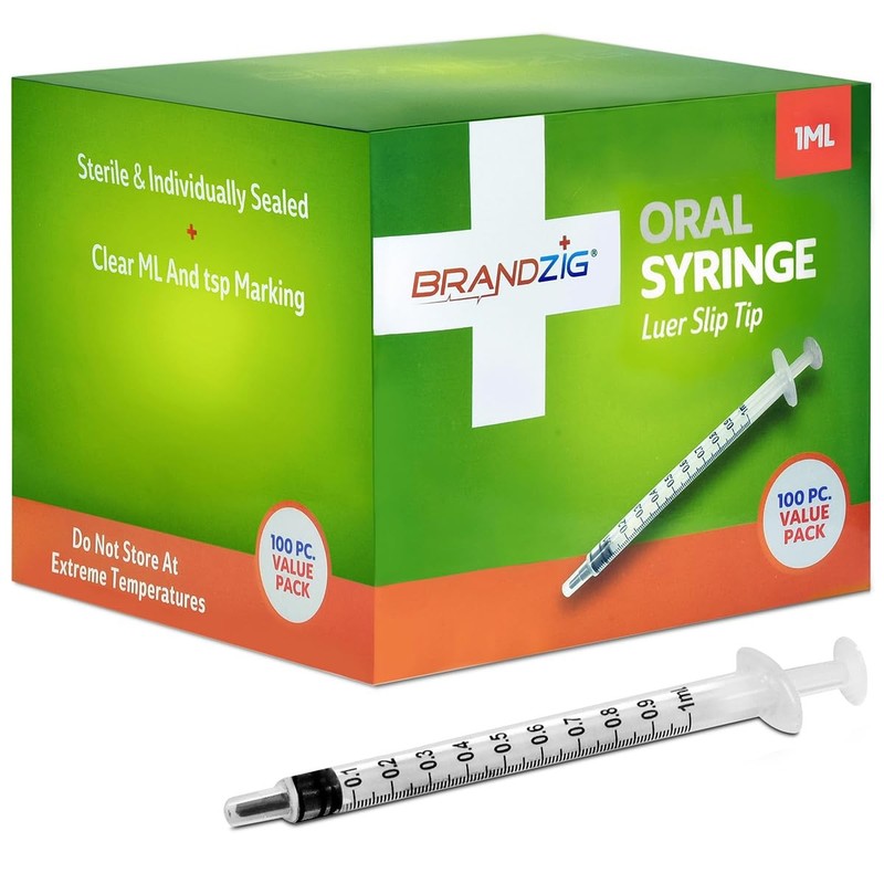Sterile 1ml Oral Syringe 100 Pack Luer Slip Tip No Needle Oral Syringe Without