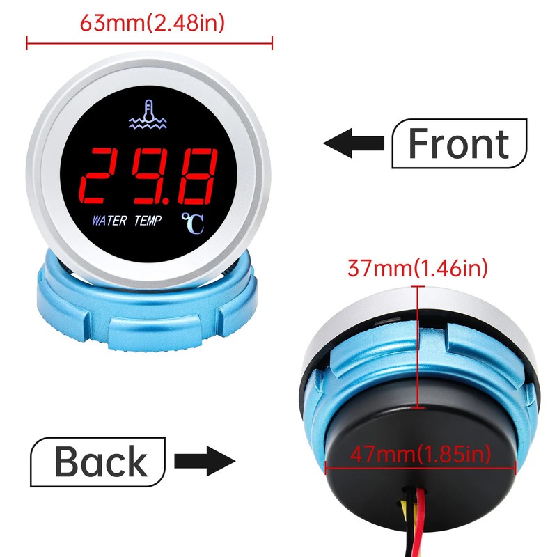 52mm Water Temp Gauge Fuel Level Oil Pressure Gauge for Boat Car Truck 12V/24V gallery