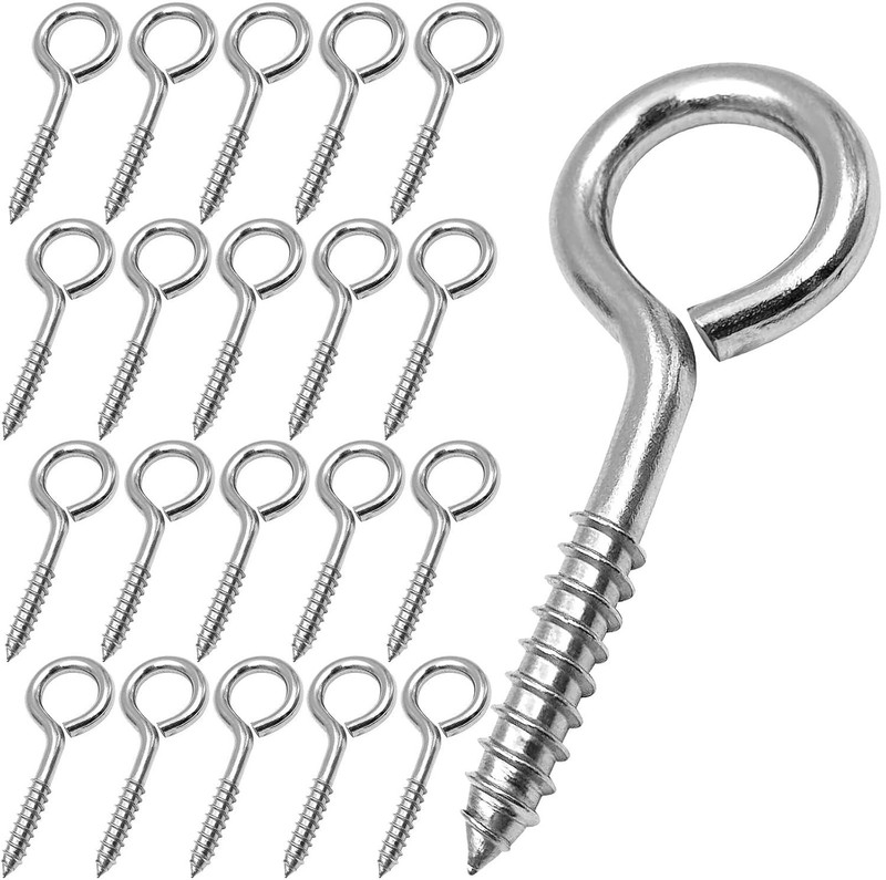 2.5 Inch Heavy Duty Eye Hooks 20 Pack Stainless Steel Eye Screws Screw in Eye H