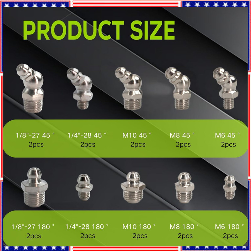 Grease Fittings 20 PCS SAE & Metric Assortment Hydraulic kit gallery