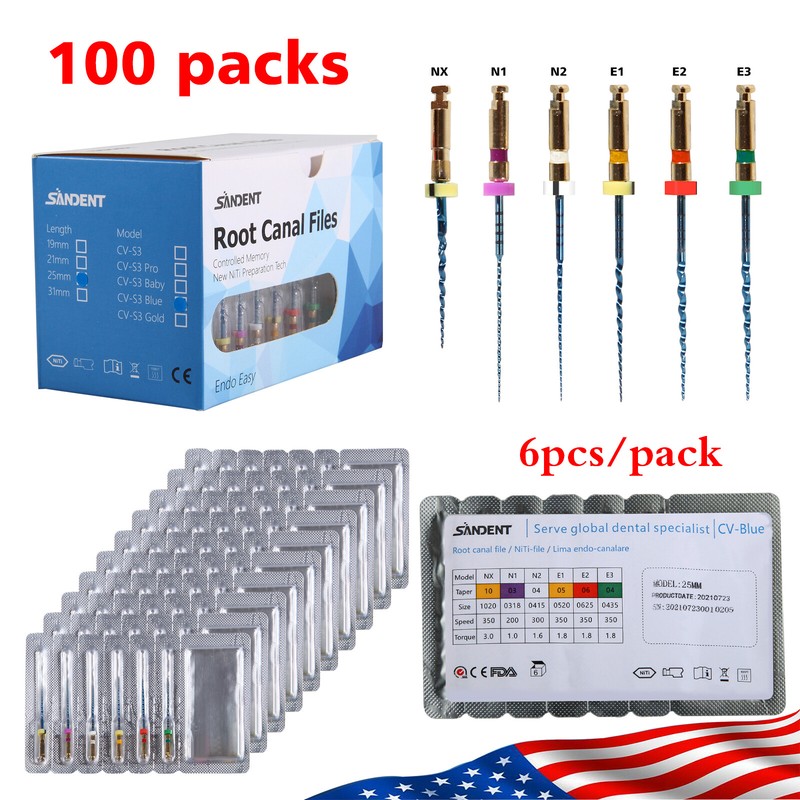 1-100Packs SANDENT Endo Files Root Canal Engine Files NITI Rotary tips 25MM USA gallery