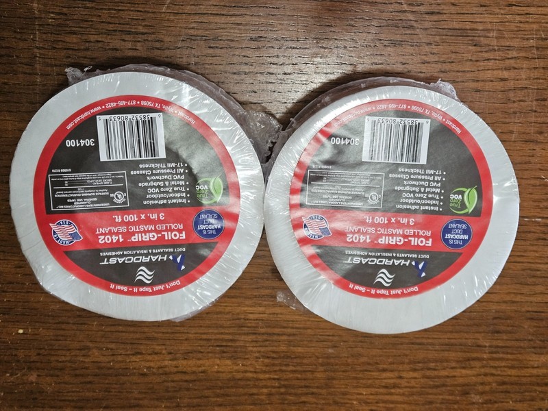 2 Rolls Hardcast Carlisle Foil Grip 1402 Rolled Mastic Sealant Tape 3″ x 100′