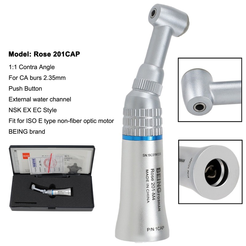 BEING Dental Low Speed Contra Angle Straight Handpiece Air Motor 4 Hole NSK EC gallery