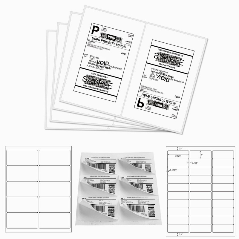 Mailing Shipping Labels Half Sheet Self Adhesive 8.5×5.5 1×2 5/8 3 1/3×4 4×2