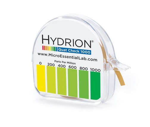 QC-1001 Hydrion QUAT Quaternary SANITIZER Solution Test Tape Roll 0-1000ppm